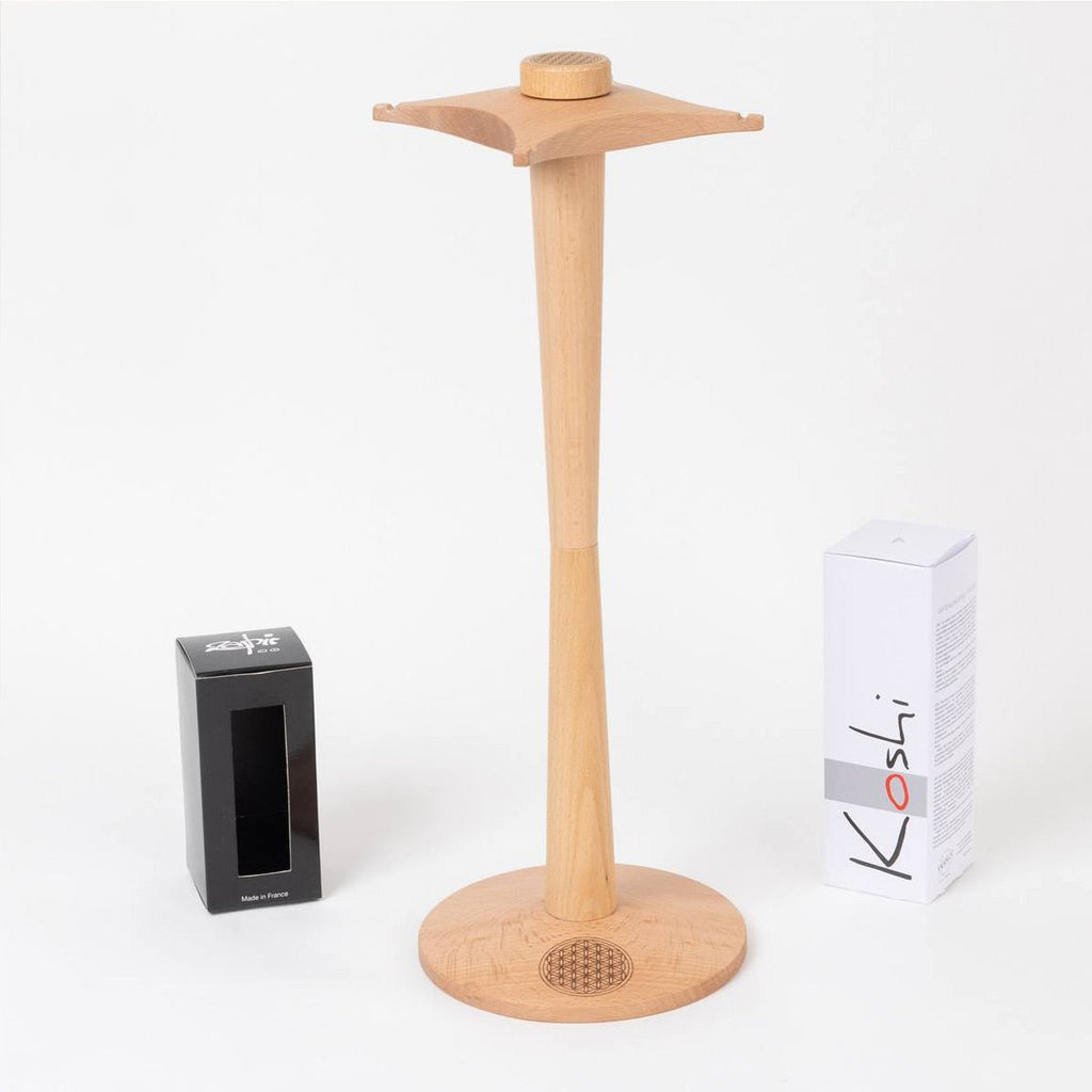 4-Chime Flower of Life Stand - Premium Beech Wood Display | Koshi & Zaphir