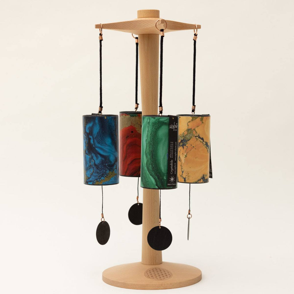 4-Chime Flower of Life Stand - Premium Beech Wood Display | Koshi & Zaphir