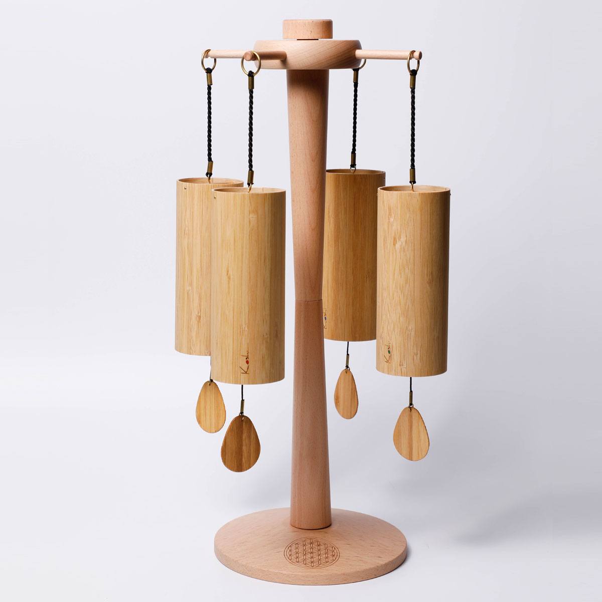 Koshi Chimes Set of 4 & Stand Terra/Aqua/Aria/Ignis Rotating Zenmotion Spin