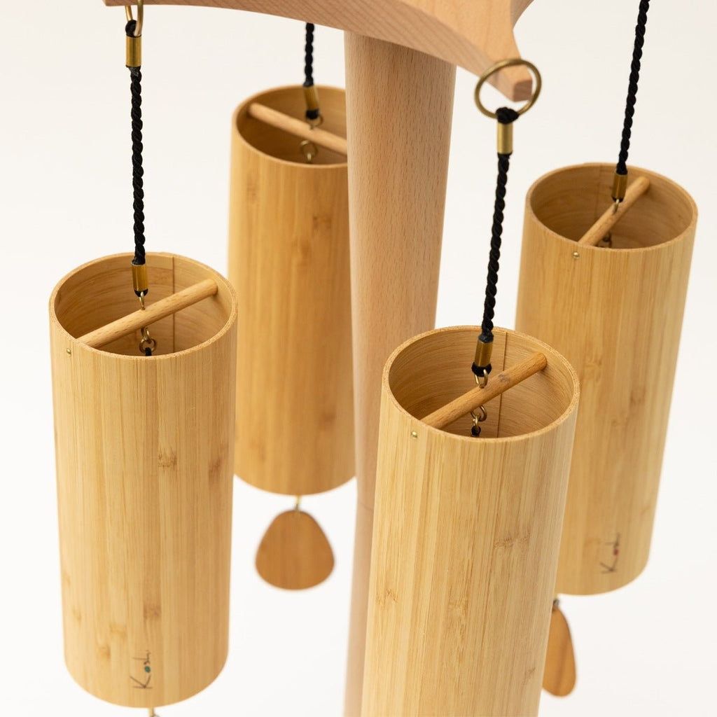 Koshi Chimes Set of 4 with rotating stand Terra/Aqua/Aria/Ignis Flower of Life